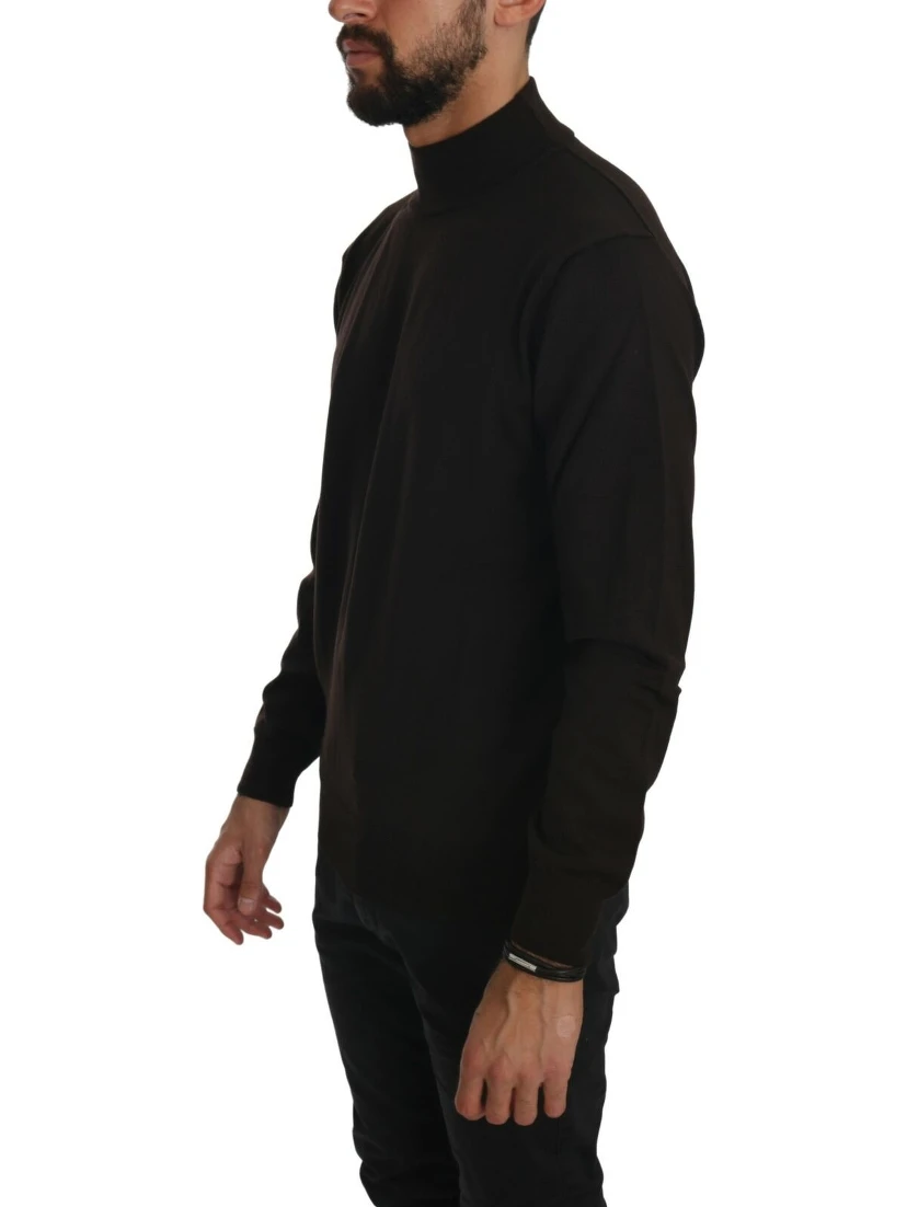 Brown Turtle Neck Pullover Wool Sweater