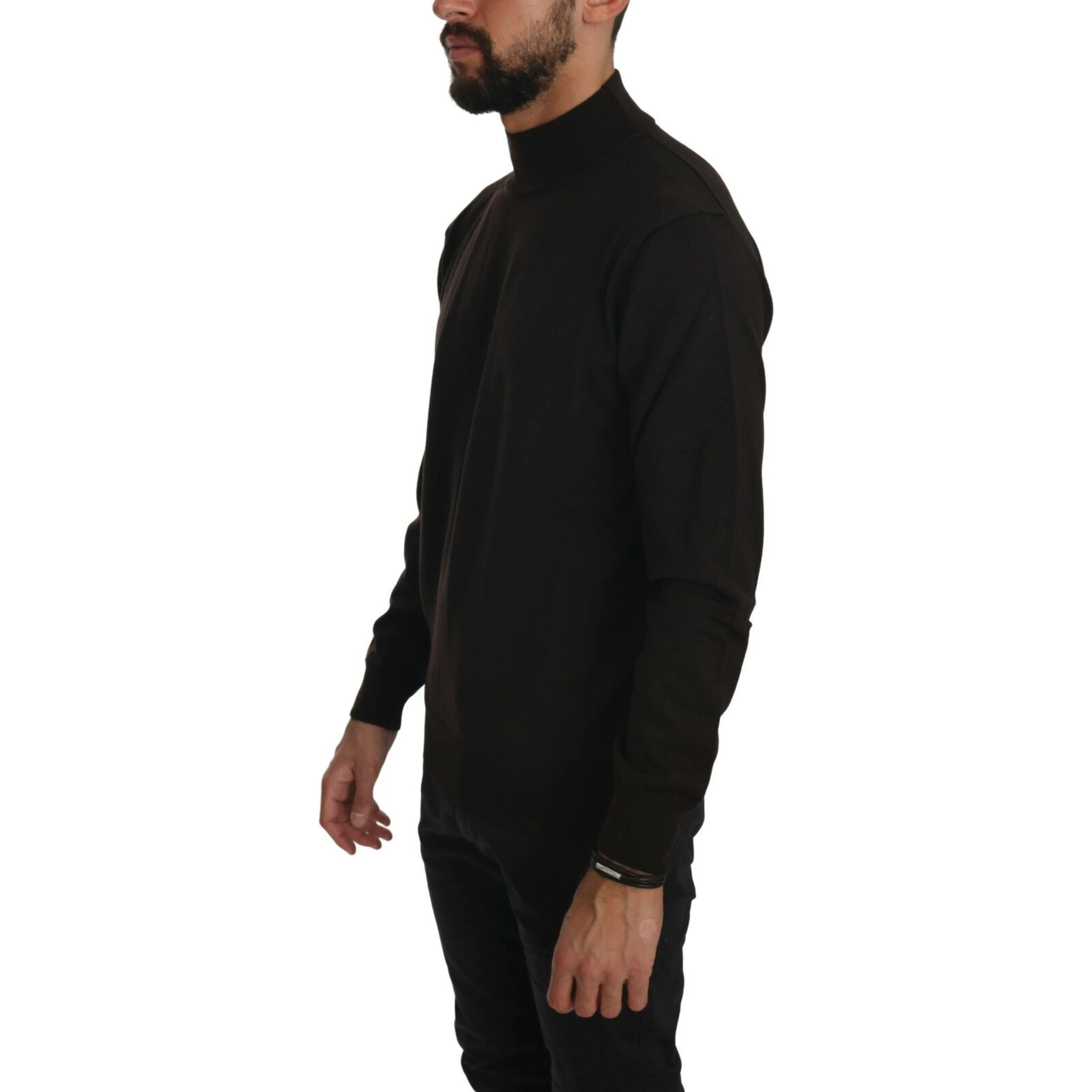 Brown Turtle Neck Pullover Wool Sweater