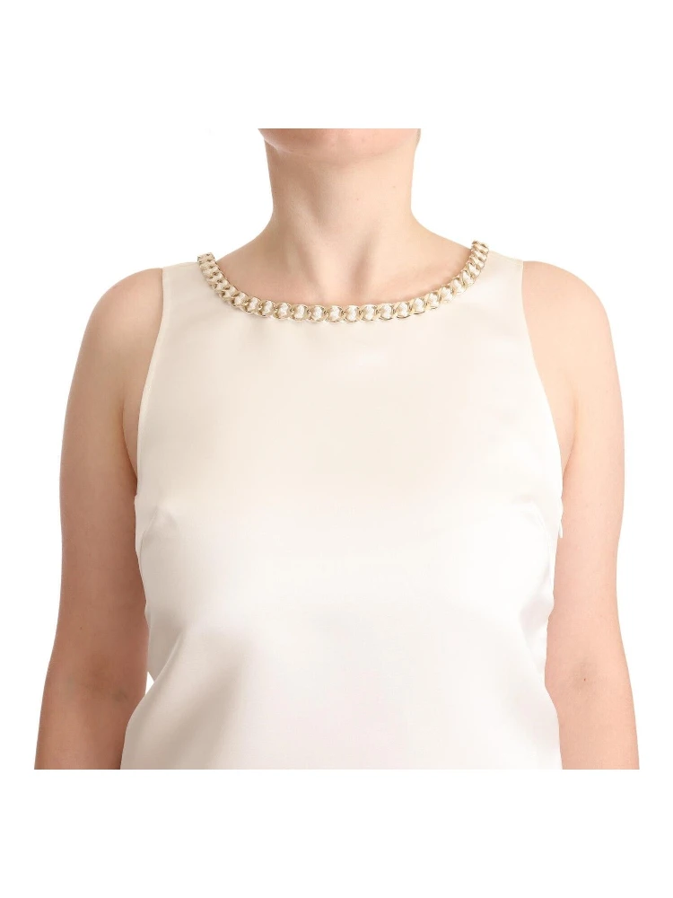 White Polyester Sleeveless Mini Shift Dress alternative