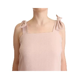 Pink Polyester Sleeveless Midi Feather Shift Dress