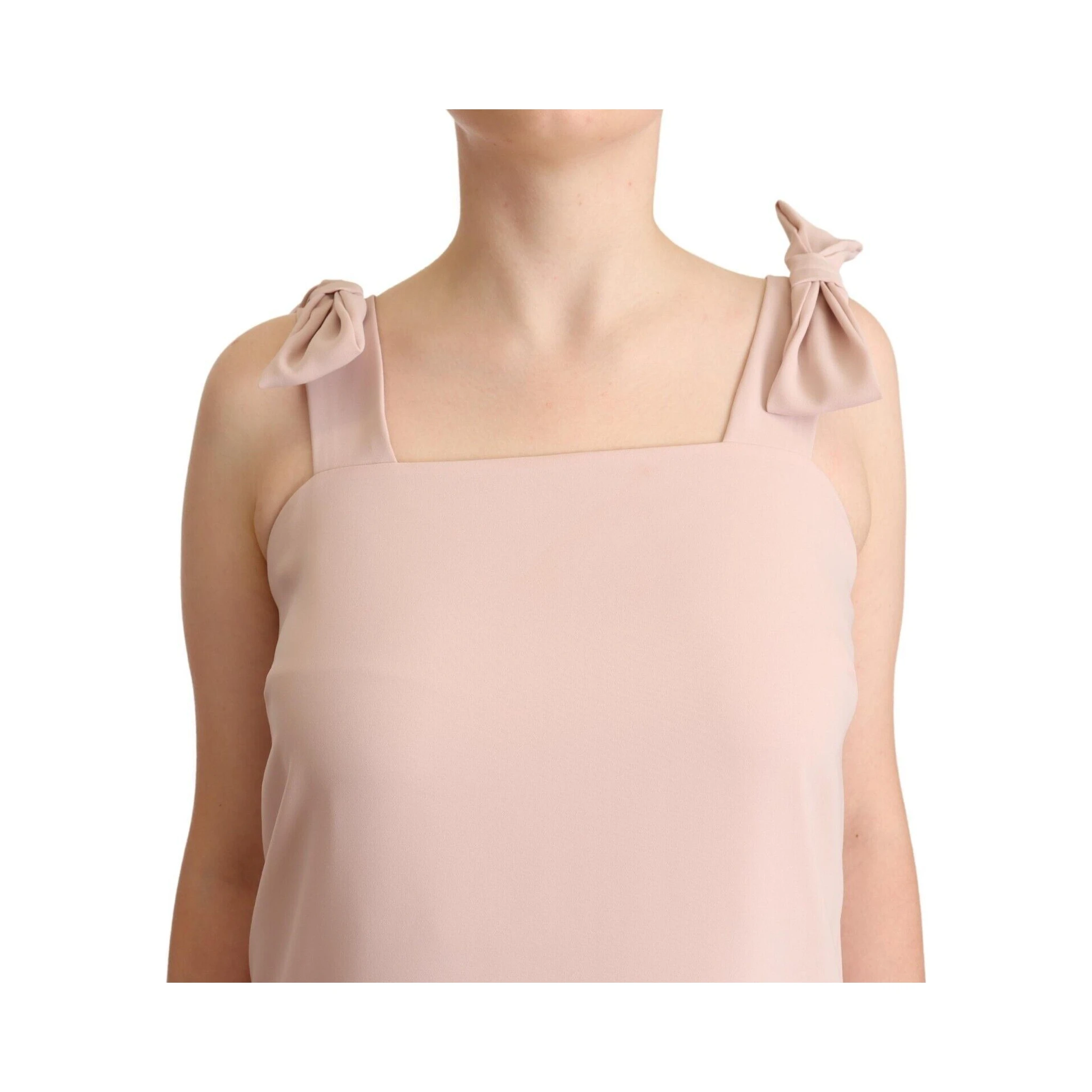 Pink Polyester Sleeveless Midi Feather Shift Dress