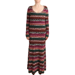 Multicolor Stripe Wool Knitted Maxi Sheath Dress