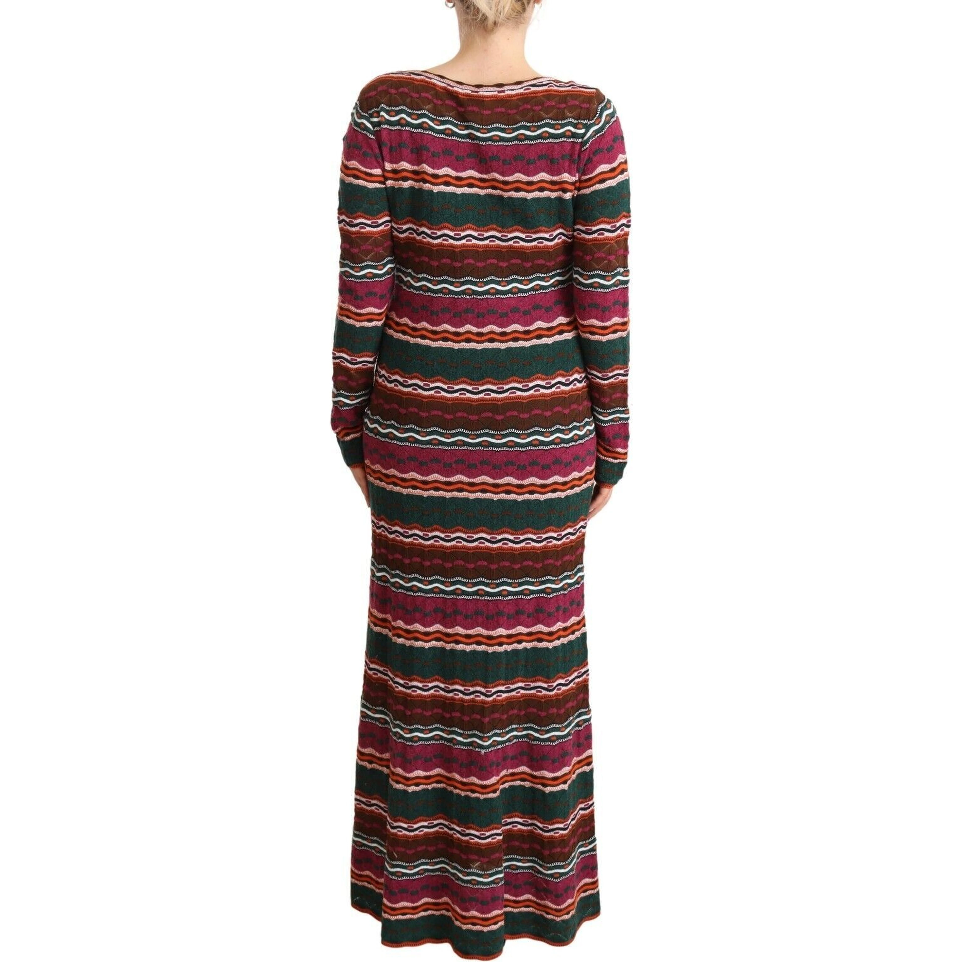 Multicolor Stripe Wool Knitted Maxi Sheath Dress