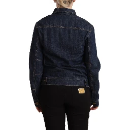 Dark Blue Button Down Long Sleeves Denim Jacket