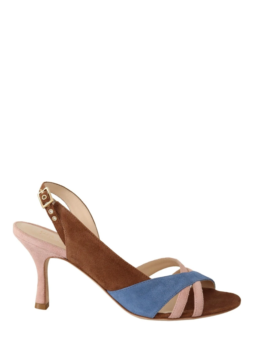 Multicolor Suede Leather Slingback Heels Sandals Shoes