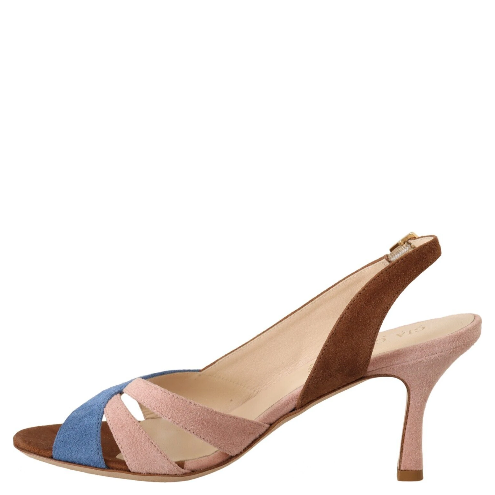 Multicolor Suede Leather Slingback Heels Sandals Shoes