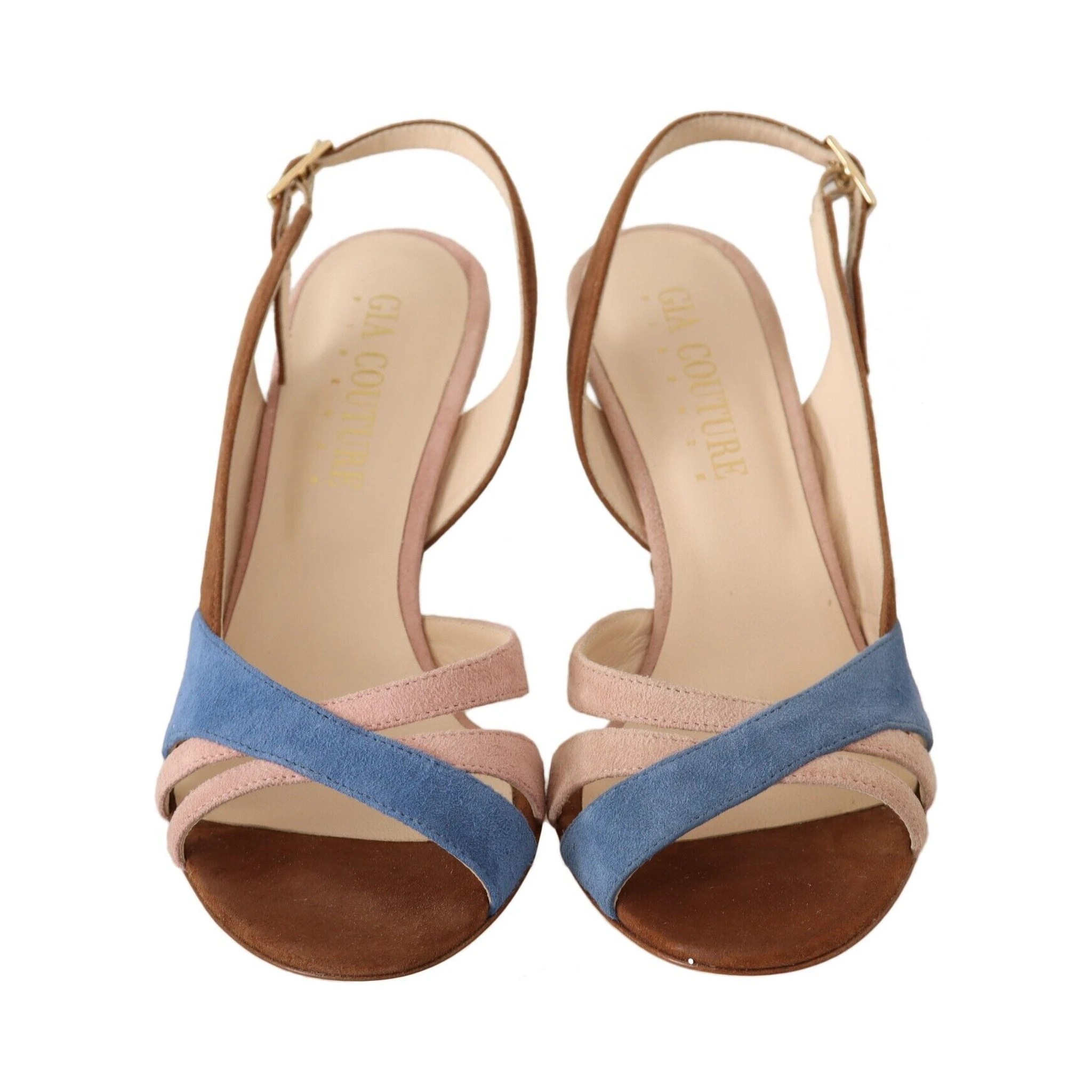 Multicolor Suede Leather Slingback Heels Sandals Shoes