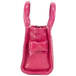 The Shiny Crinkle Micro Tote Magenta Leather Crossbody Bag Handbag