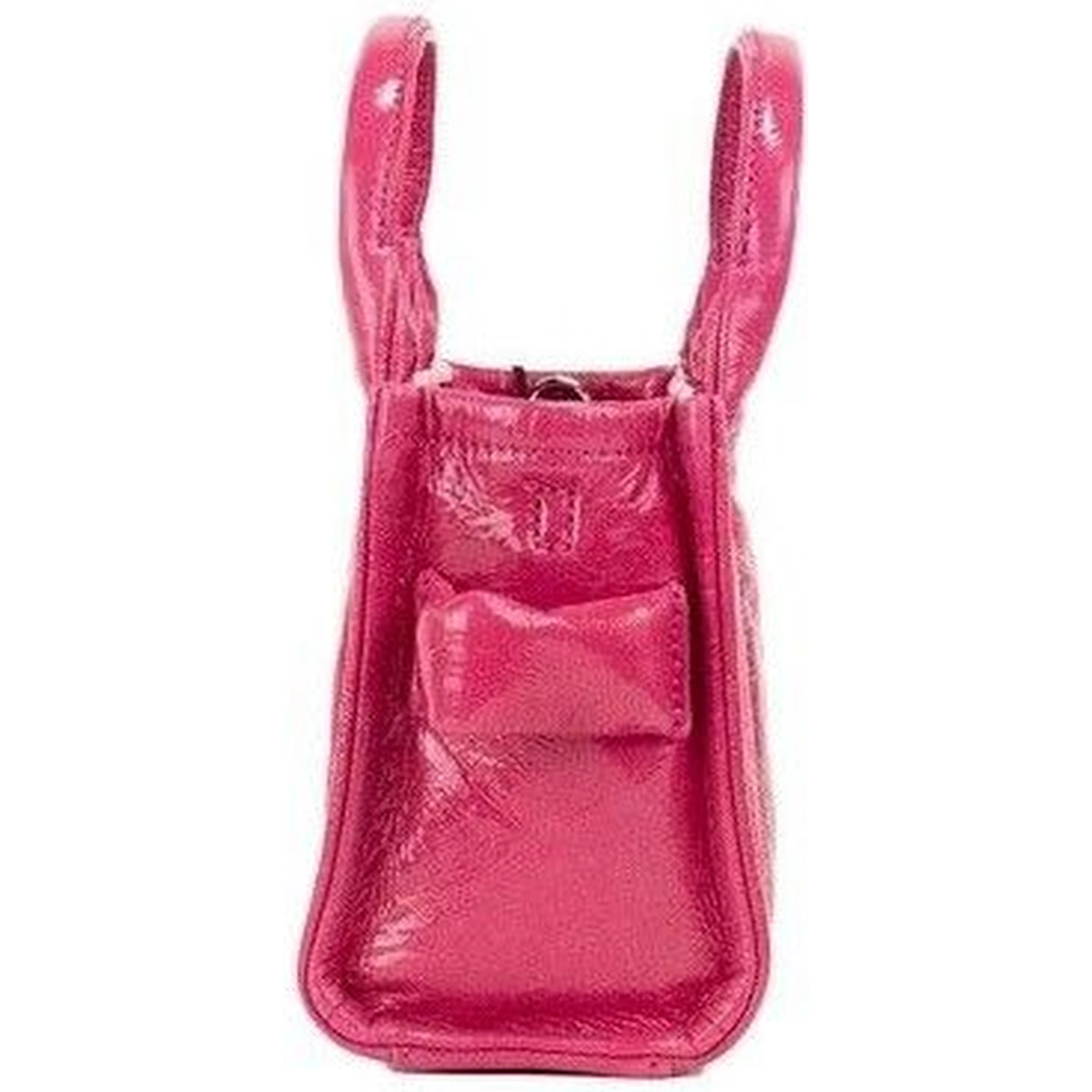 The Shiny Crinkle Micro Tote Magenta Leather Crossbody Bag Handbag