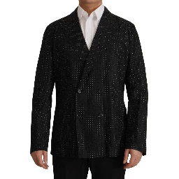 Black Polka Dotted Cotton Blazer Jacket