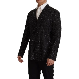 Black Polka Dotted Cotton Blazer Jacket