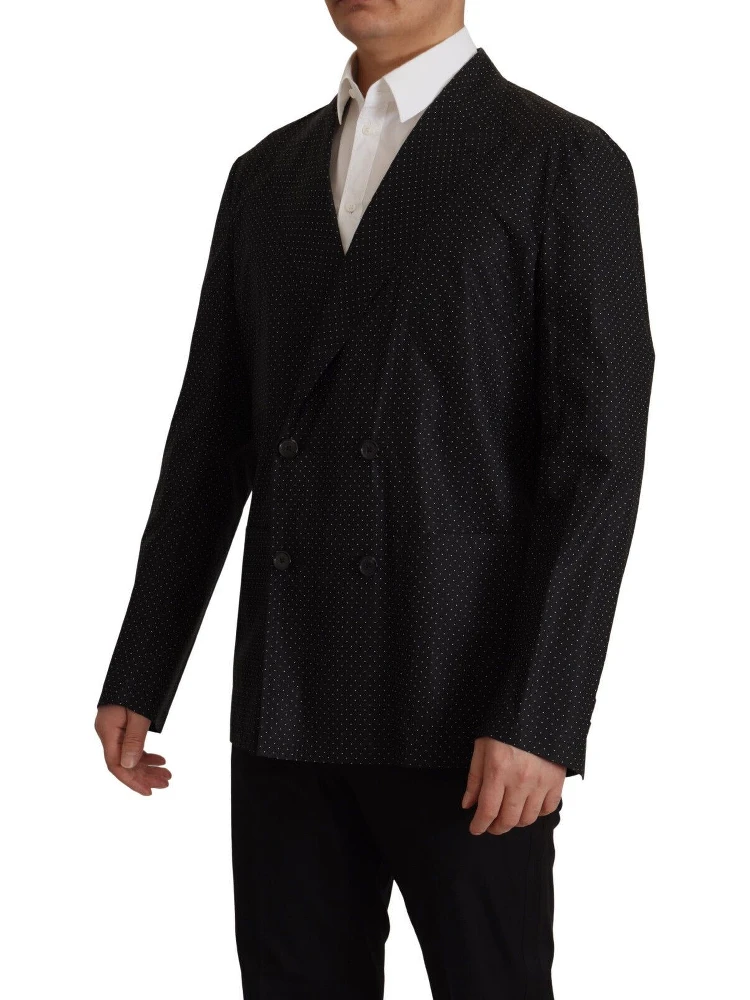 Black Polka Dotted Cotton Blazer Jacket alternative
