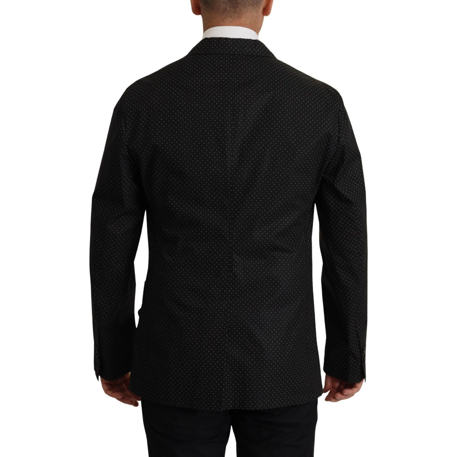 Black Polka Dotted Cotton Blazer Jacket