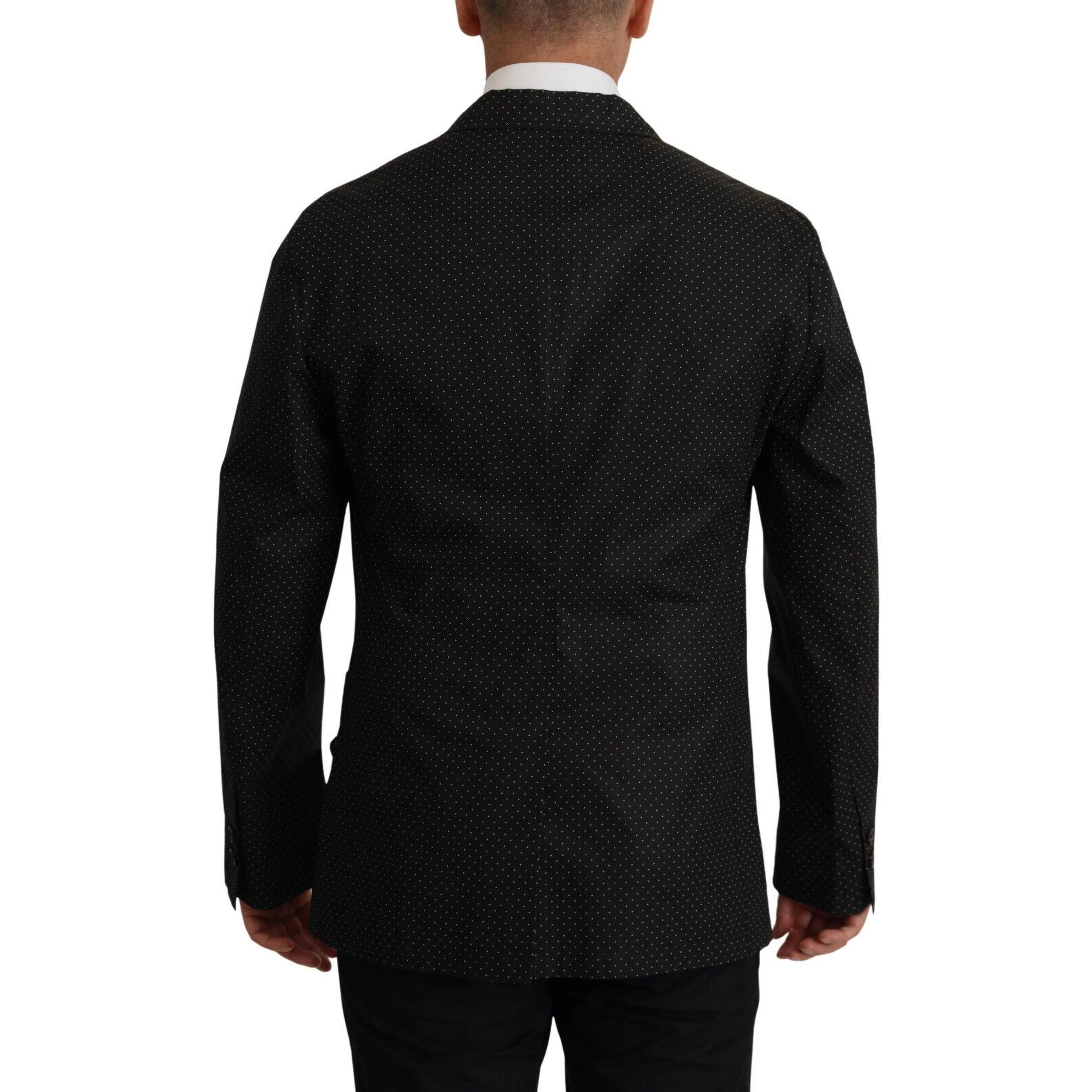 Black Polka Dotted Cotton Blazer Jacket