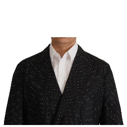Black Polka Dotted Cotton Blazer Jacket