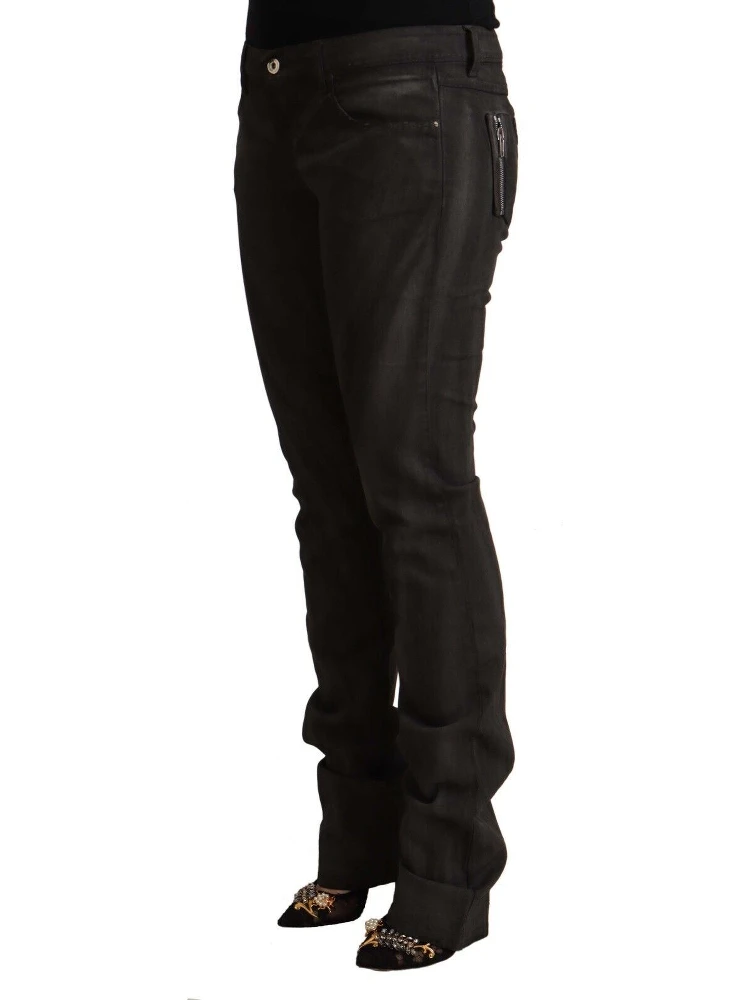 Black Cotton Mid Waist Skinny Pants alternative
