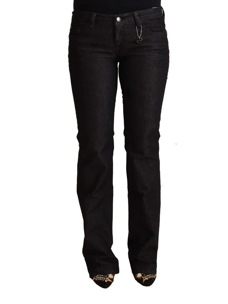 Black Cotton Low Waist Skinny Jeans