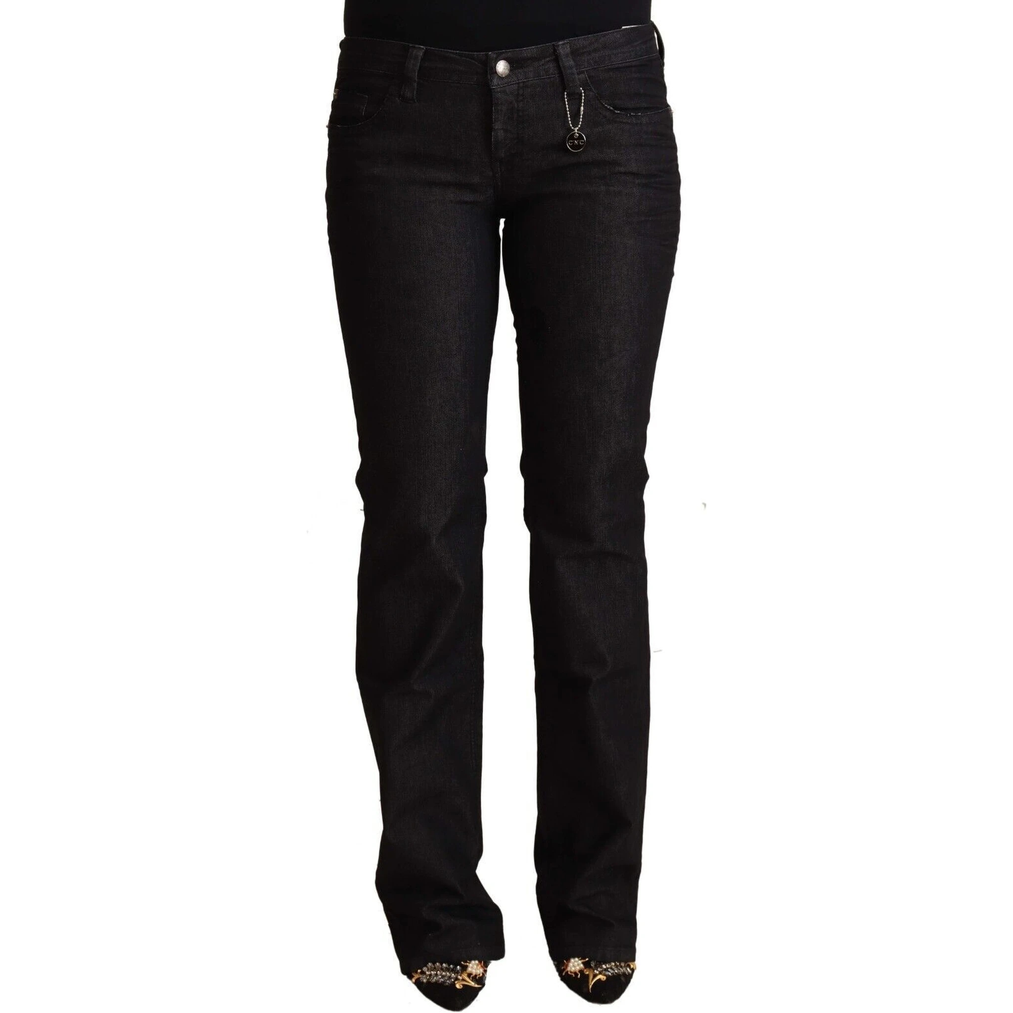 Black Cotton Low Waist Skinny Jeans