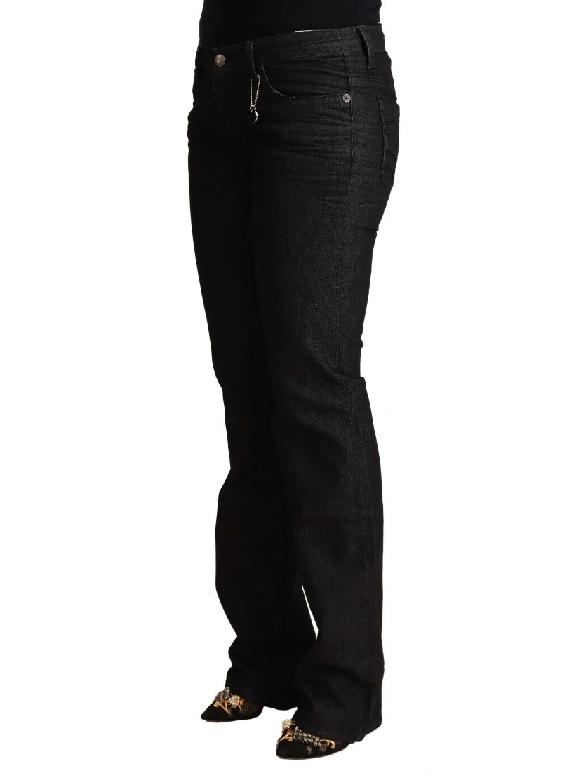 Black Cotton Low Waist Skinny Jeans