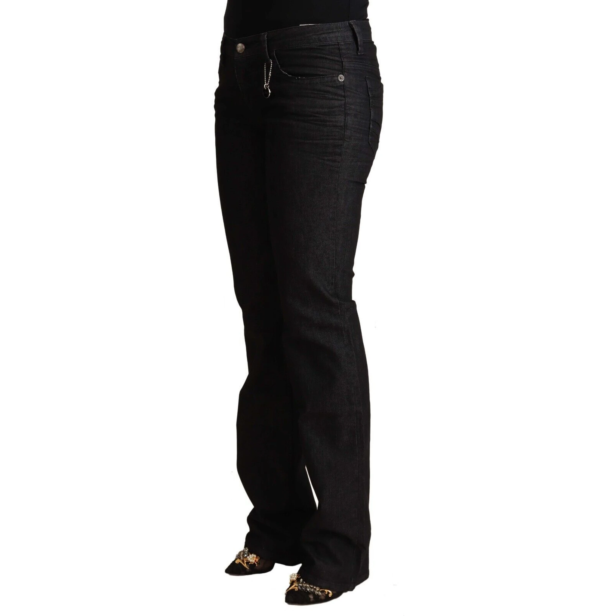 Black Cotton Low Waist Skinny Jeans
