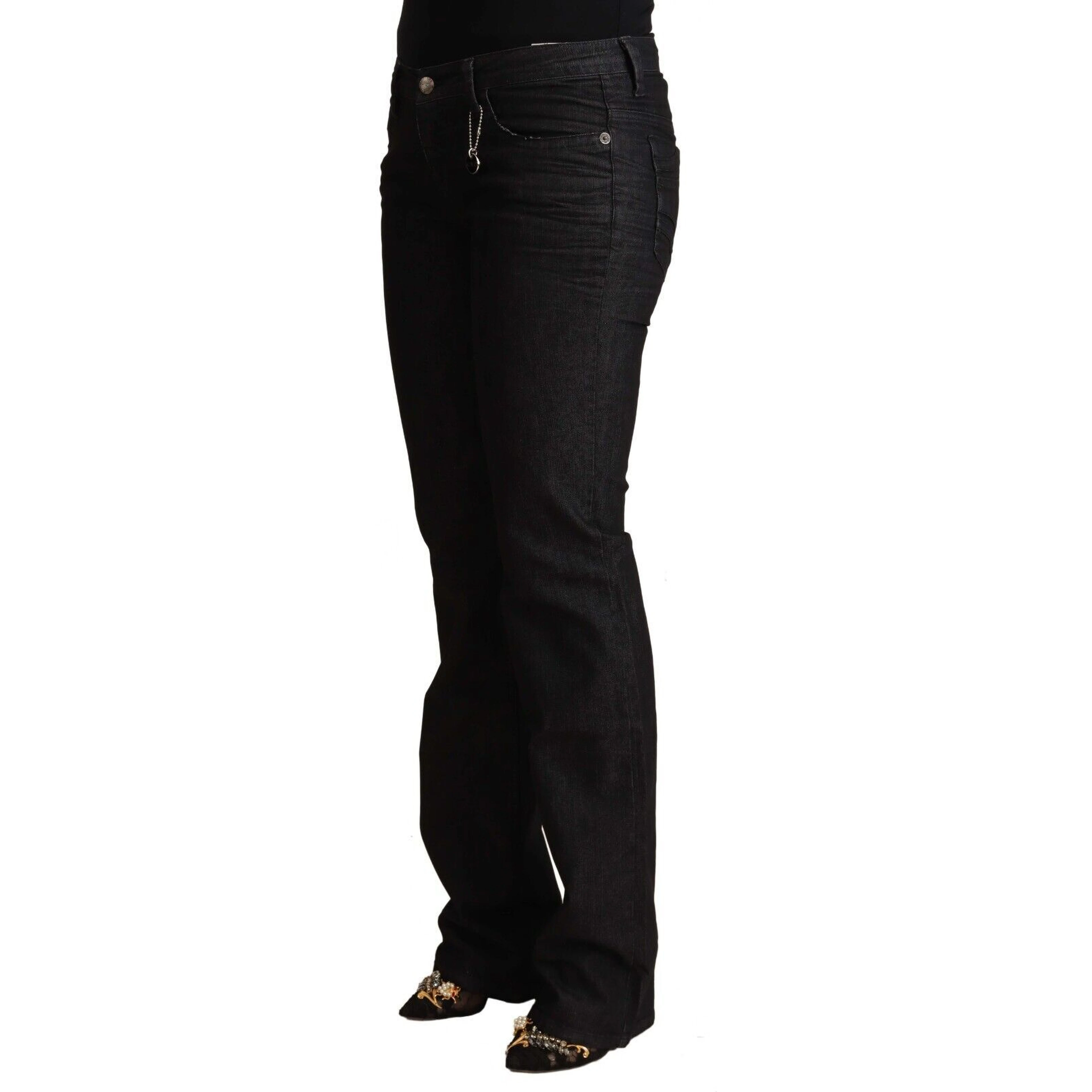 Black Cotton Low Waist Skinny Jeans