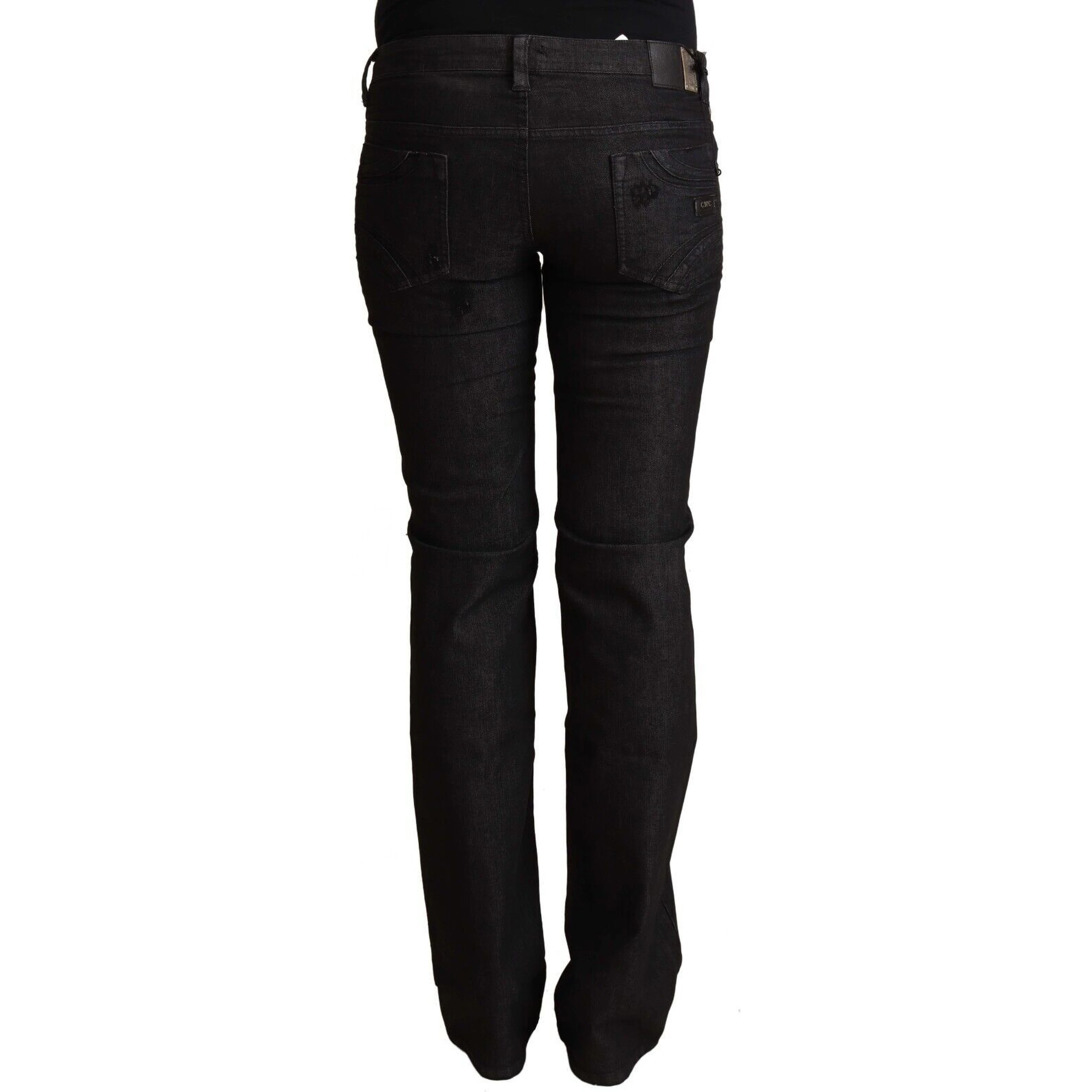 Black Cotton Low Waist Skinny Jeans
