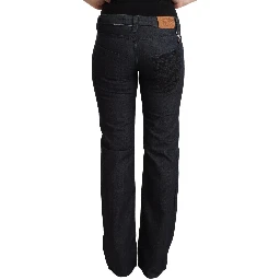 Dark Blue Cotton Stretch Low Waist Straight Denim Jeans