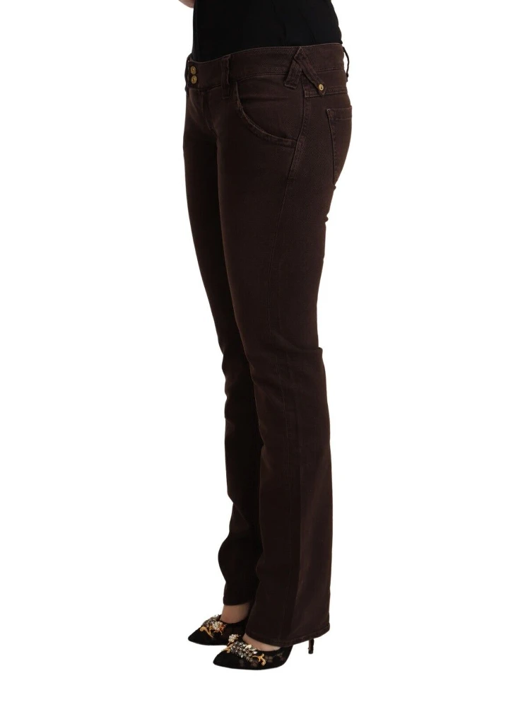 Brown Cotton Stretch Low Waist Slim Fit Denim Jeans alternative