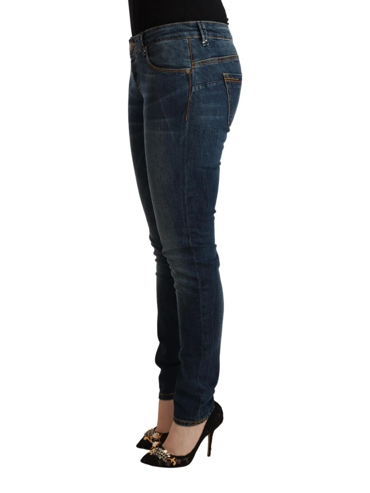 Blue Washed Cotton Slim Fit Denim Low Waist Jeans alternative