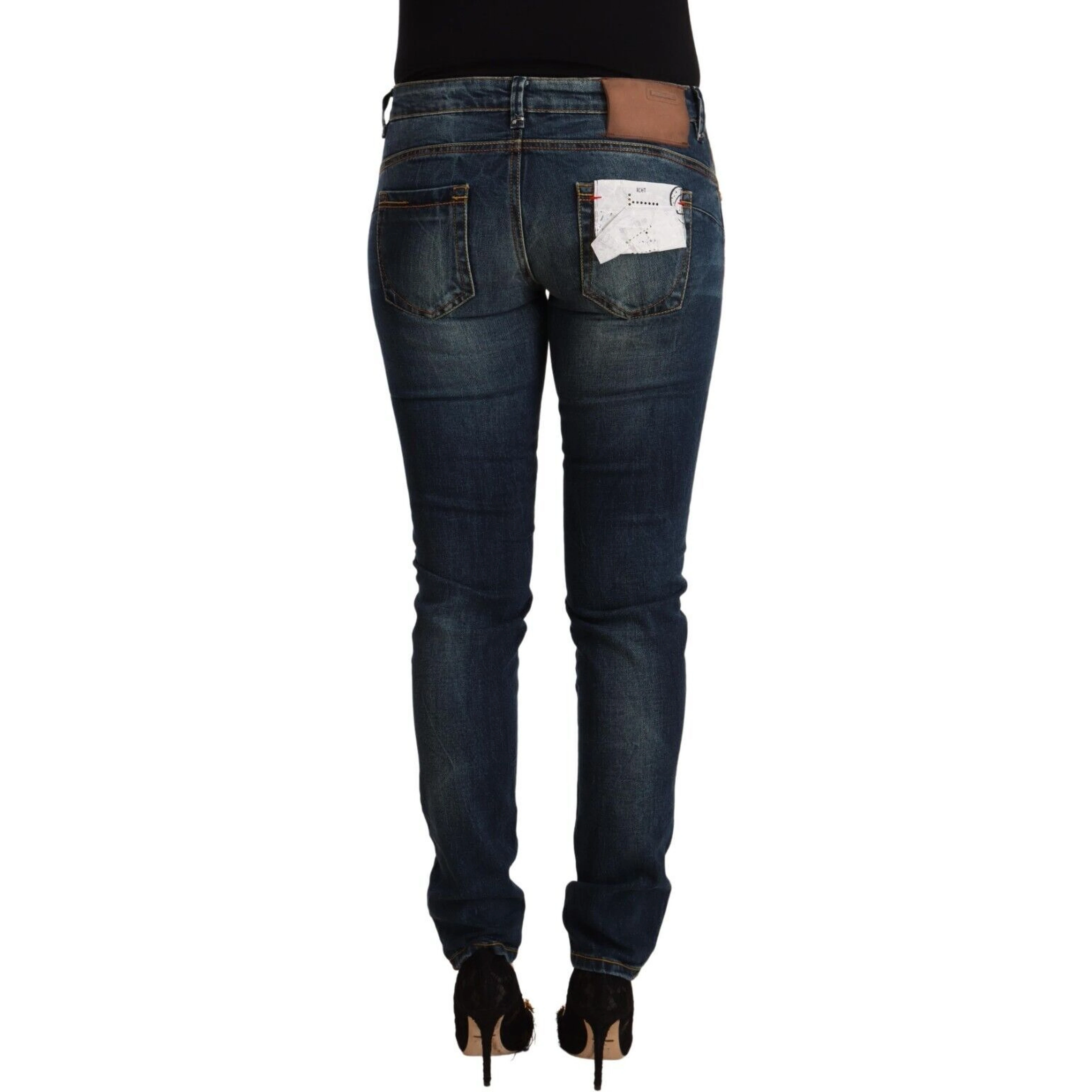 Blue Washed Cotton Slim Fit Denim Low Waist Jeans