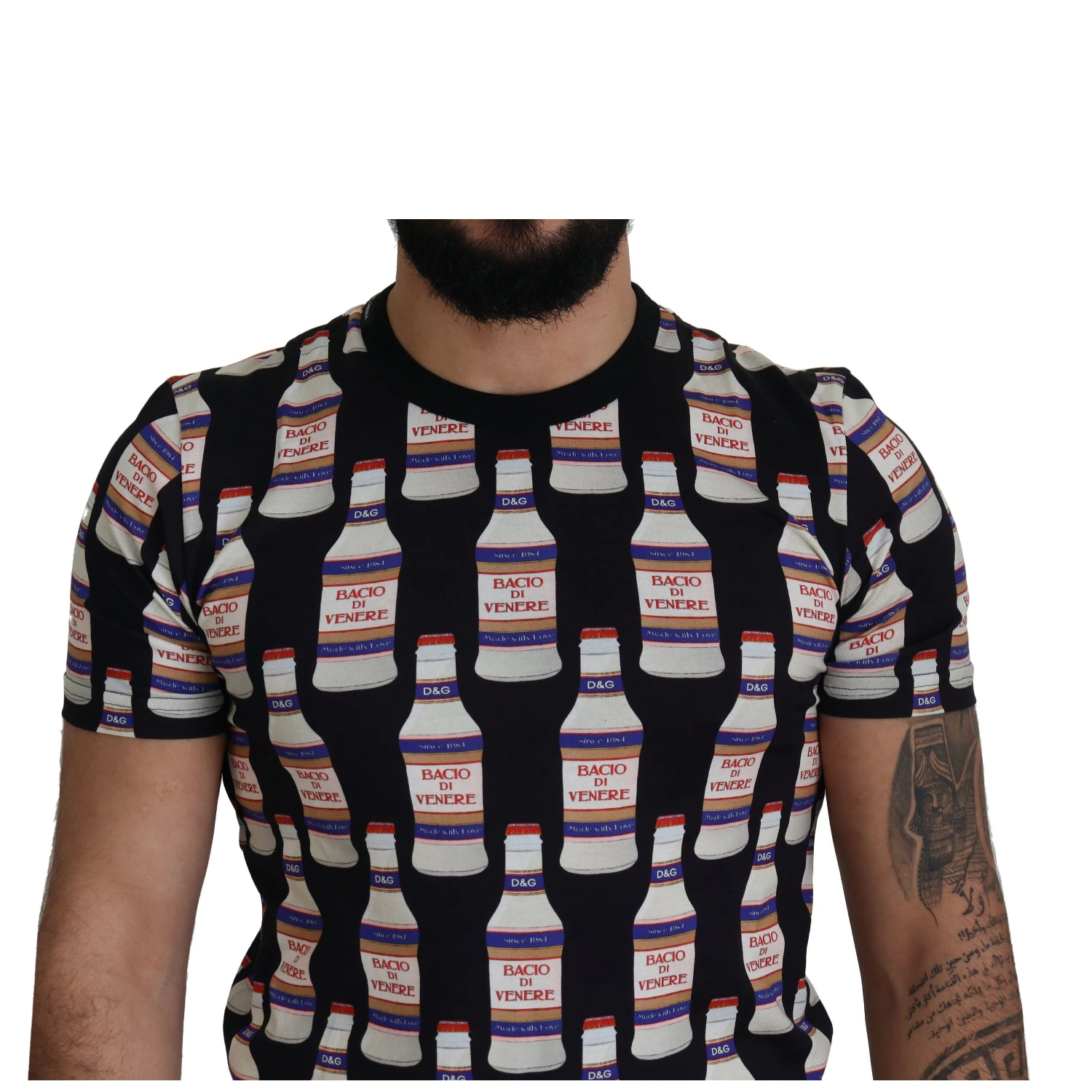 Black Bacio Di Venere Cotton Crew T-shirt