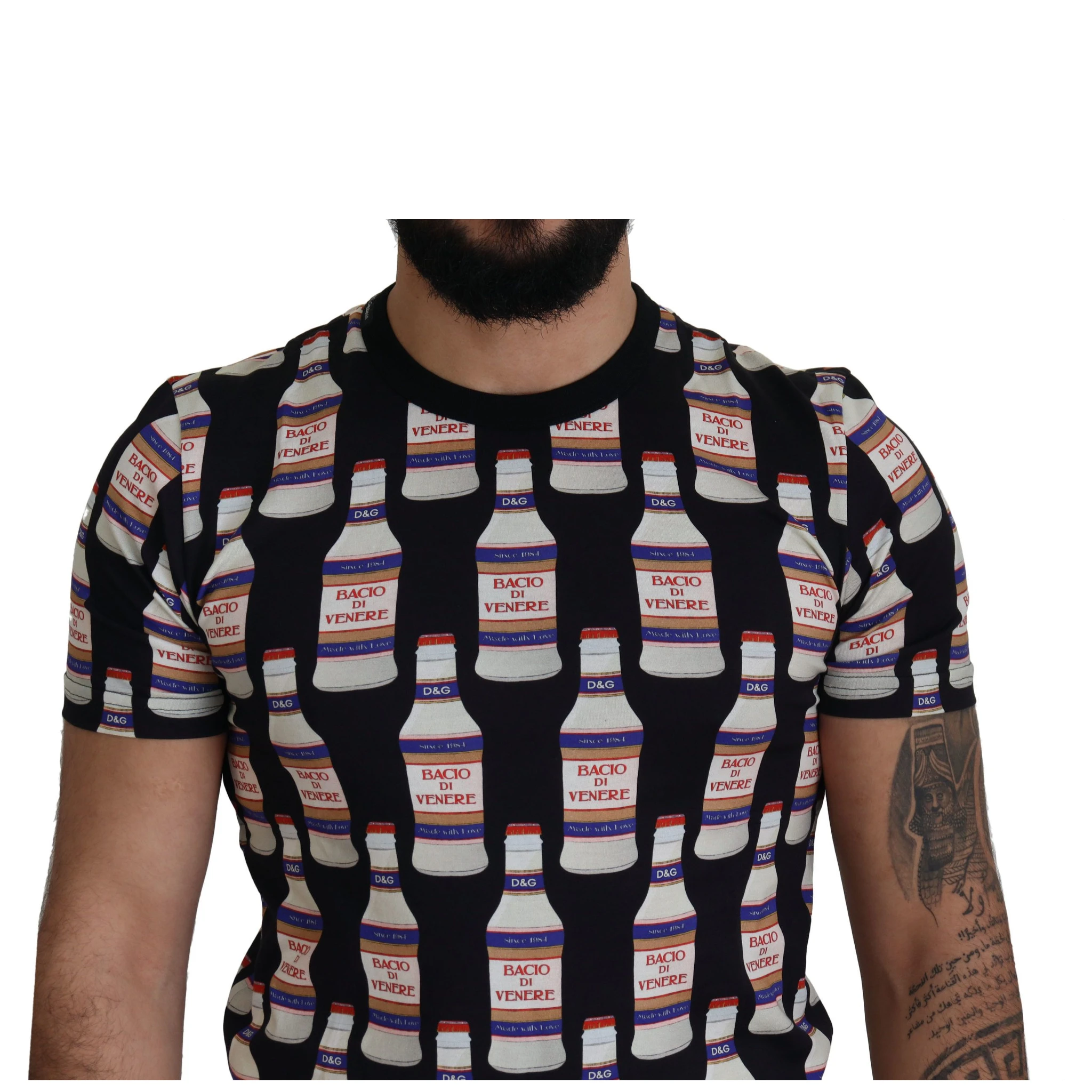 Black Bacio Di Venere Cotton Crew T-shirt