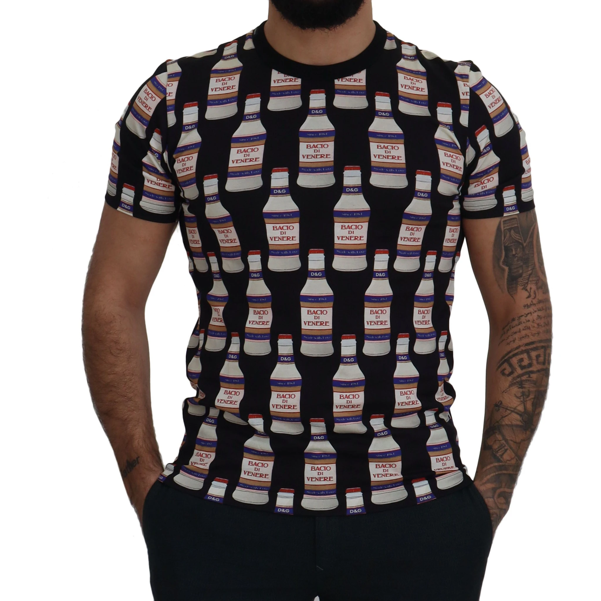 Black Bacio Di Venere Cotton Crew T-shirt