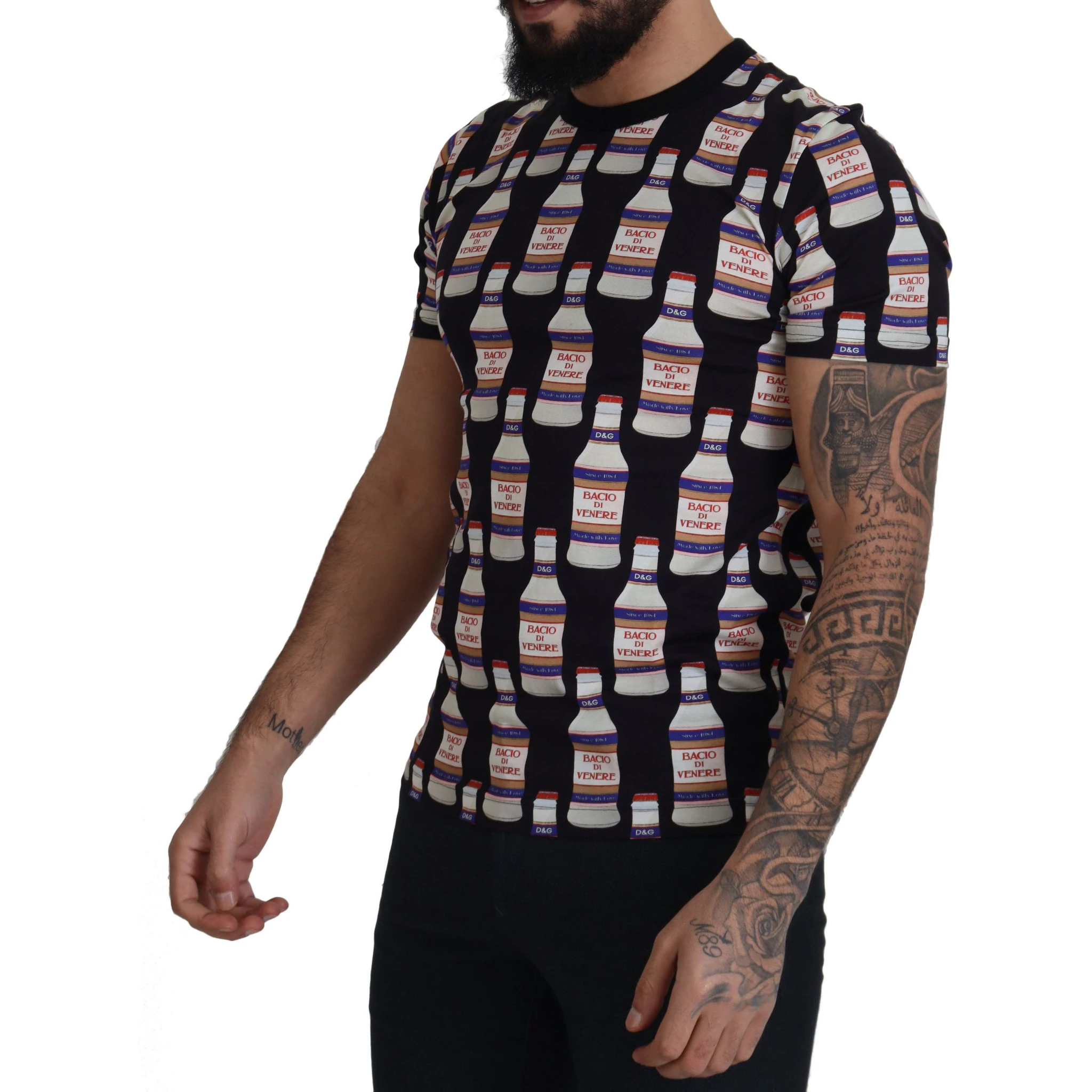 Black Bacio Di Venere Cotton Crew T-shirt