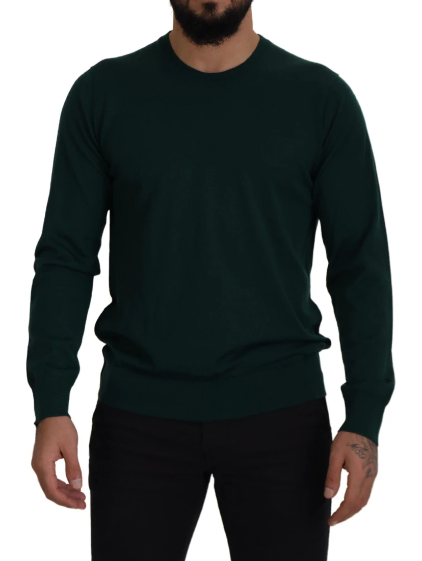 Green Cashmere Crewneck Pullover Sweater