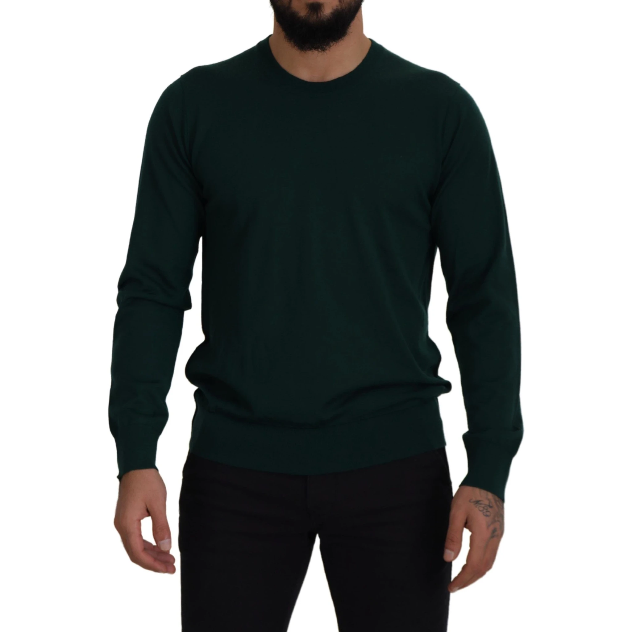 Green Cashmere Crewneck Pullover Sweater