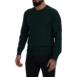 Green Cashmere Crewneck Pullover Sweater