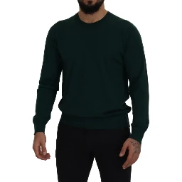 Green Cashmere Crewneck Pullover Sweater