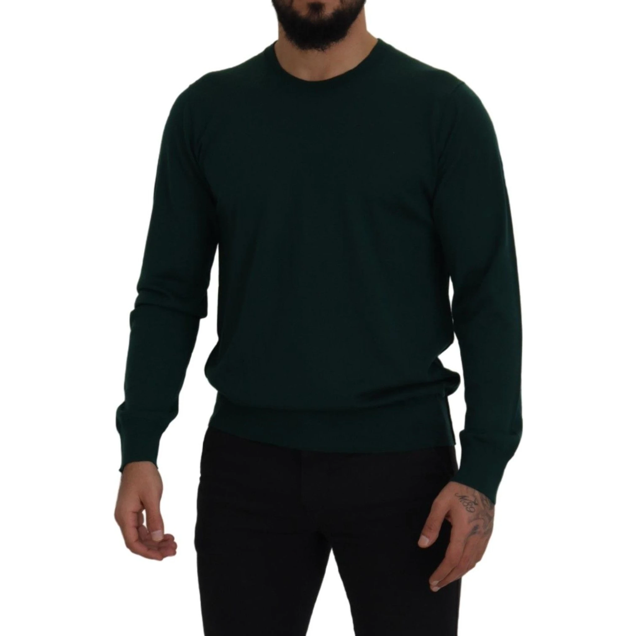Green Cashmere Crewneck Pullover Sweater