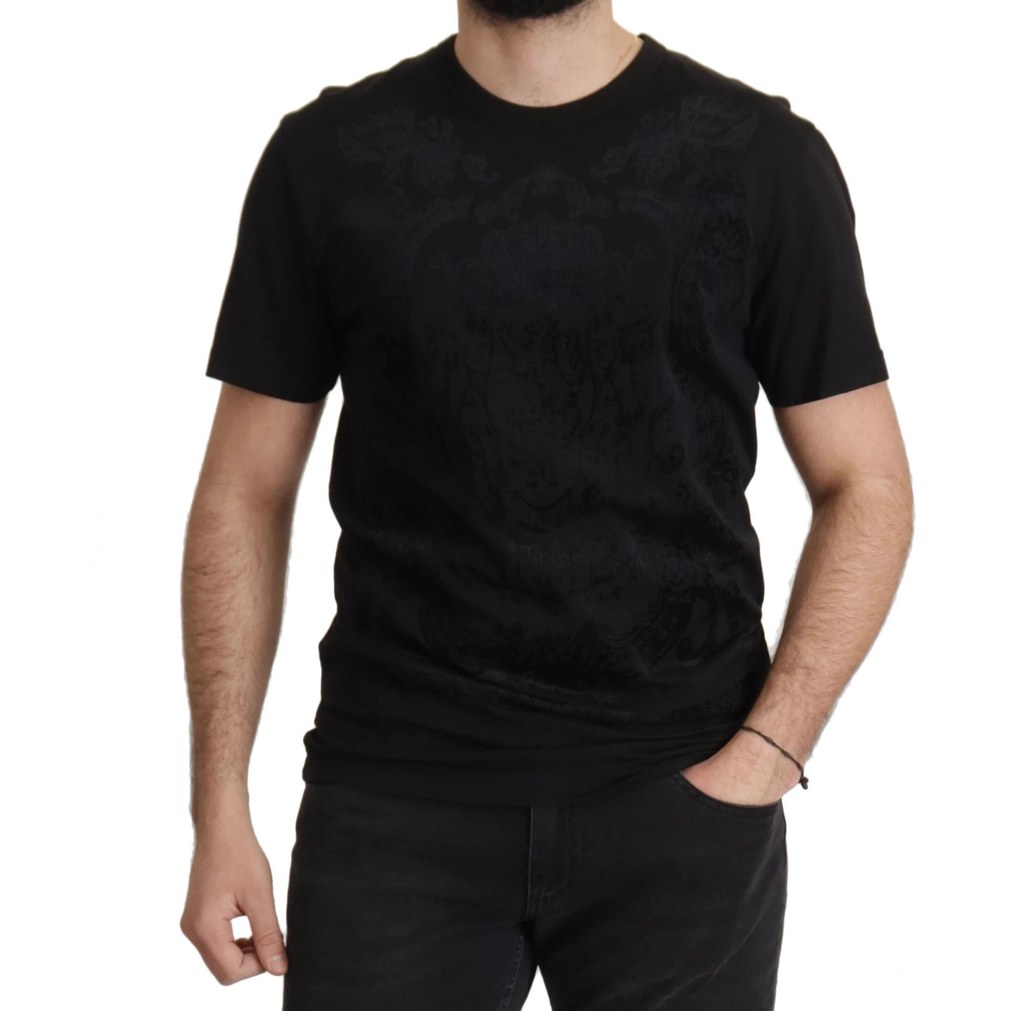 Black DG Baroque Cotton Crewneck T-shirt