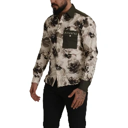 Green Beige Floral Cotton Stretch Exclusive Shirt