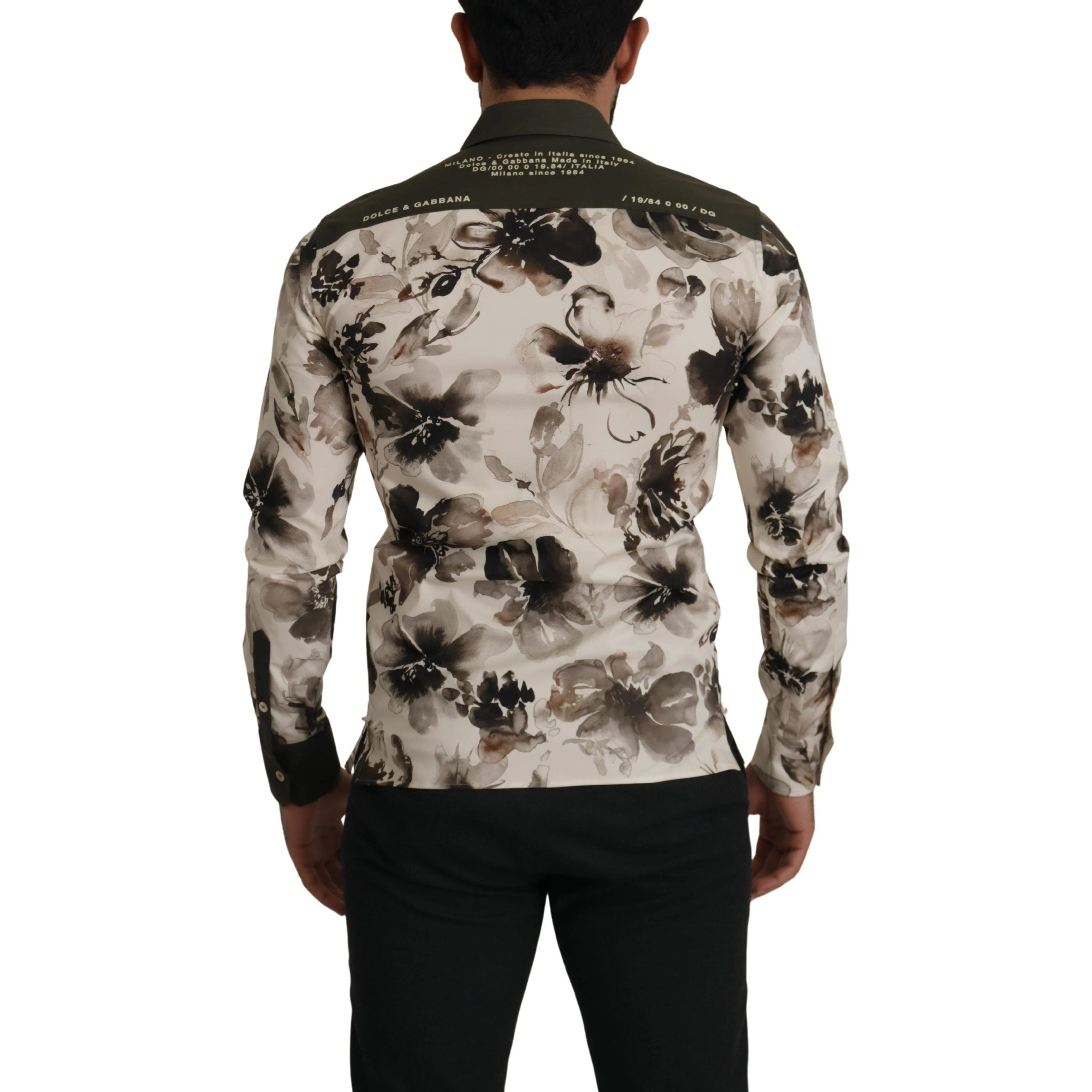 Green Beige Floral Cotton Stretch Exclusive Shirt