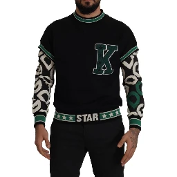 Black Green Cotton KING Star Crewneck Pullover Sweater