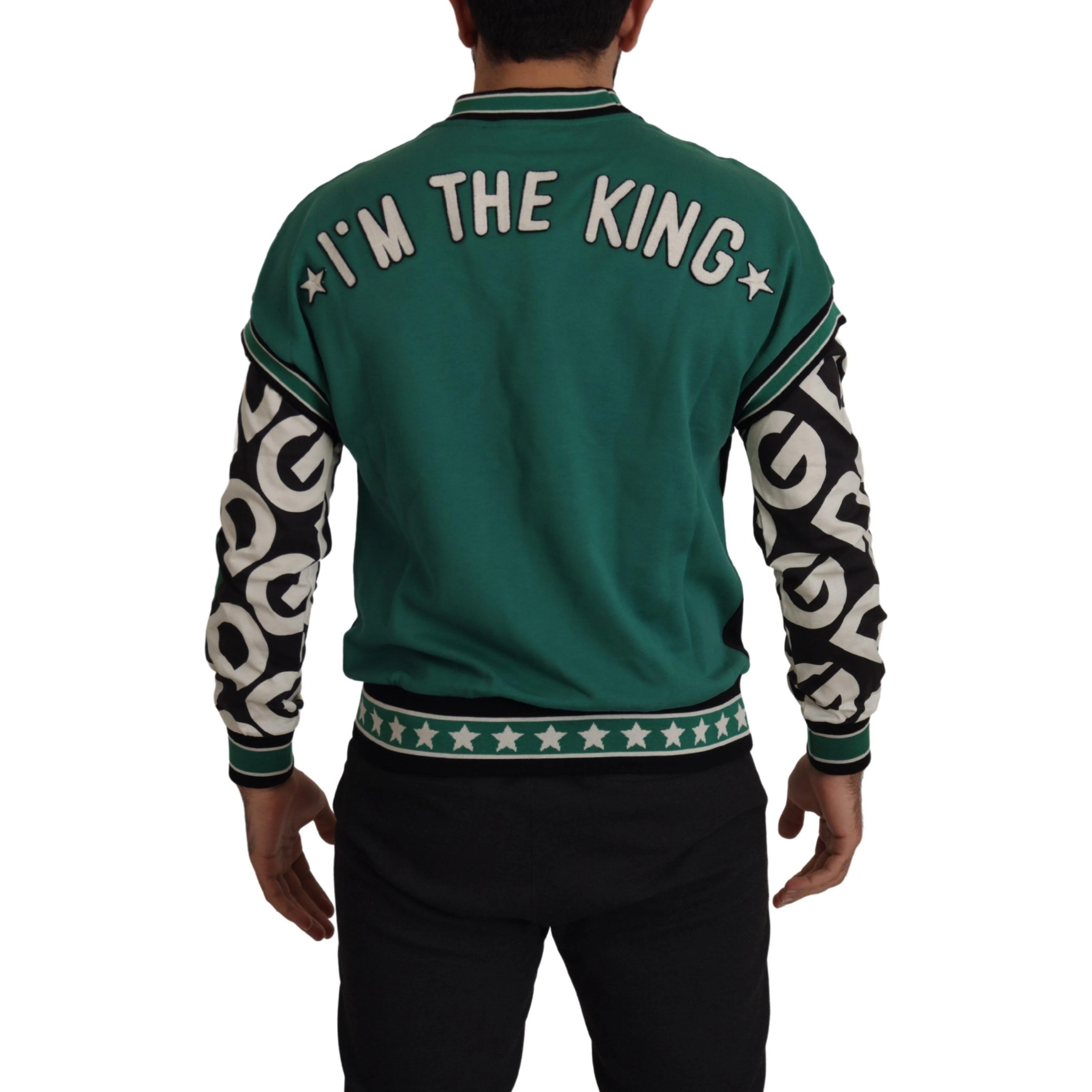 Black Green Cotton KING Star Crewneck Pullover Sweater