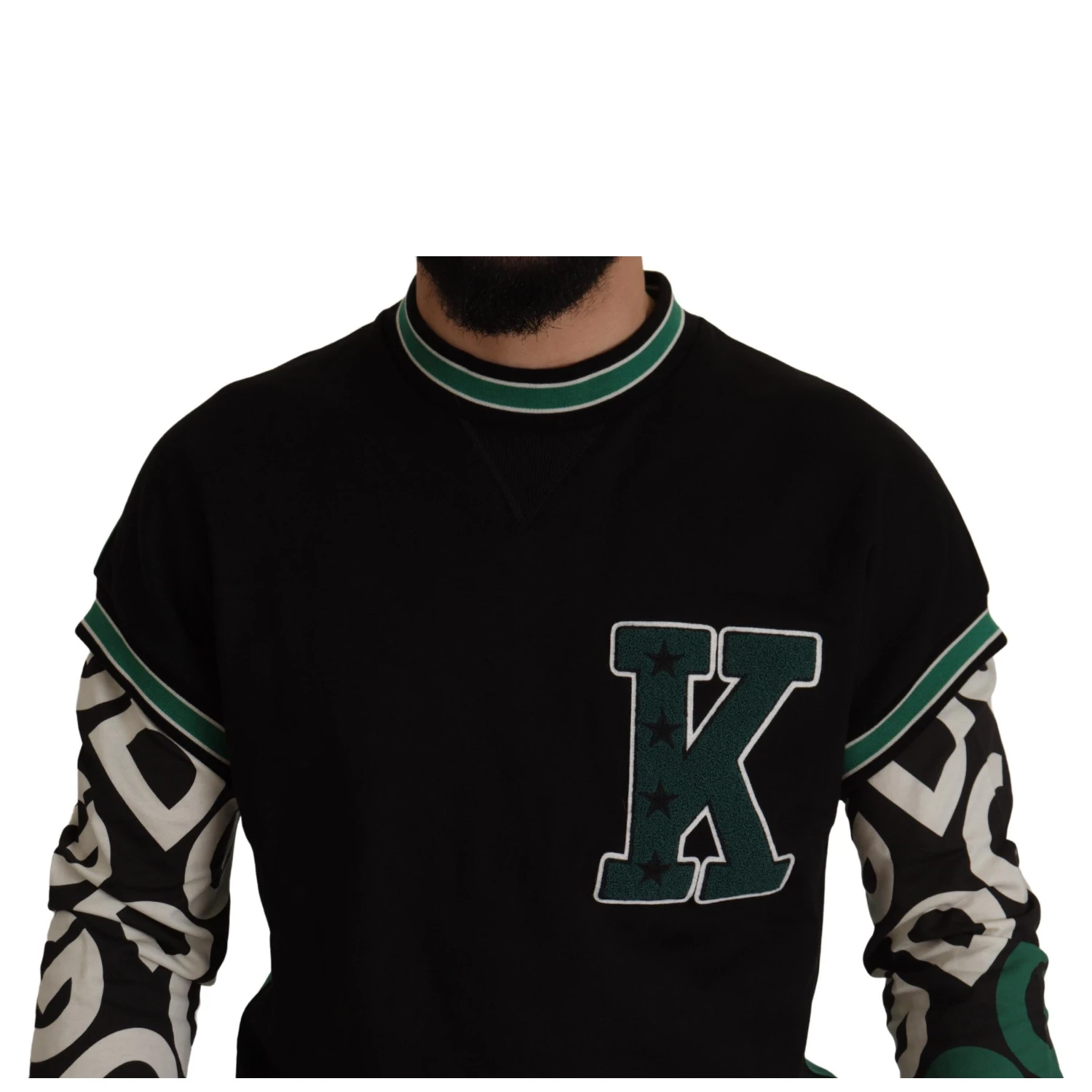 Black Green Cotton KING Star Crewneck Pullover Sweater