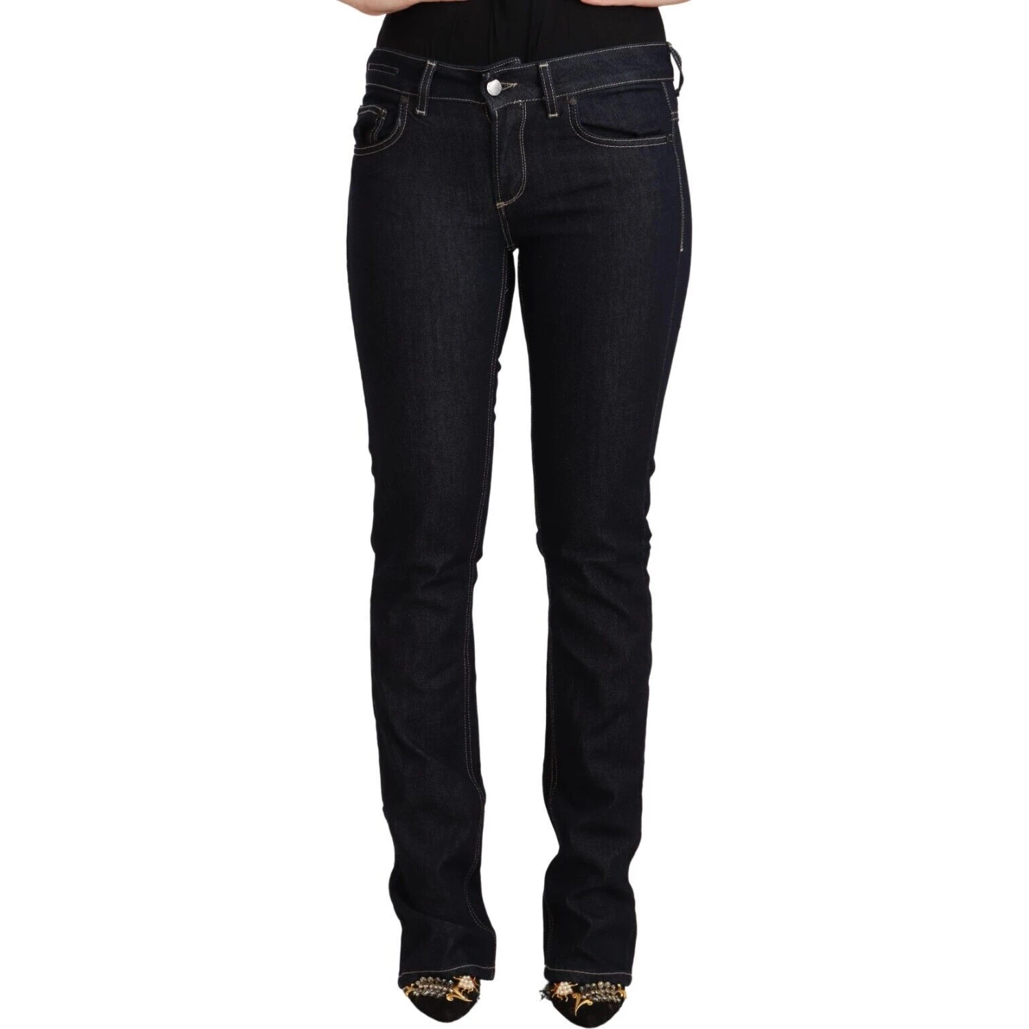 Black Cotton Stretch Low Waist Skinny Denim Jeans