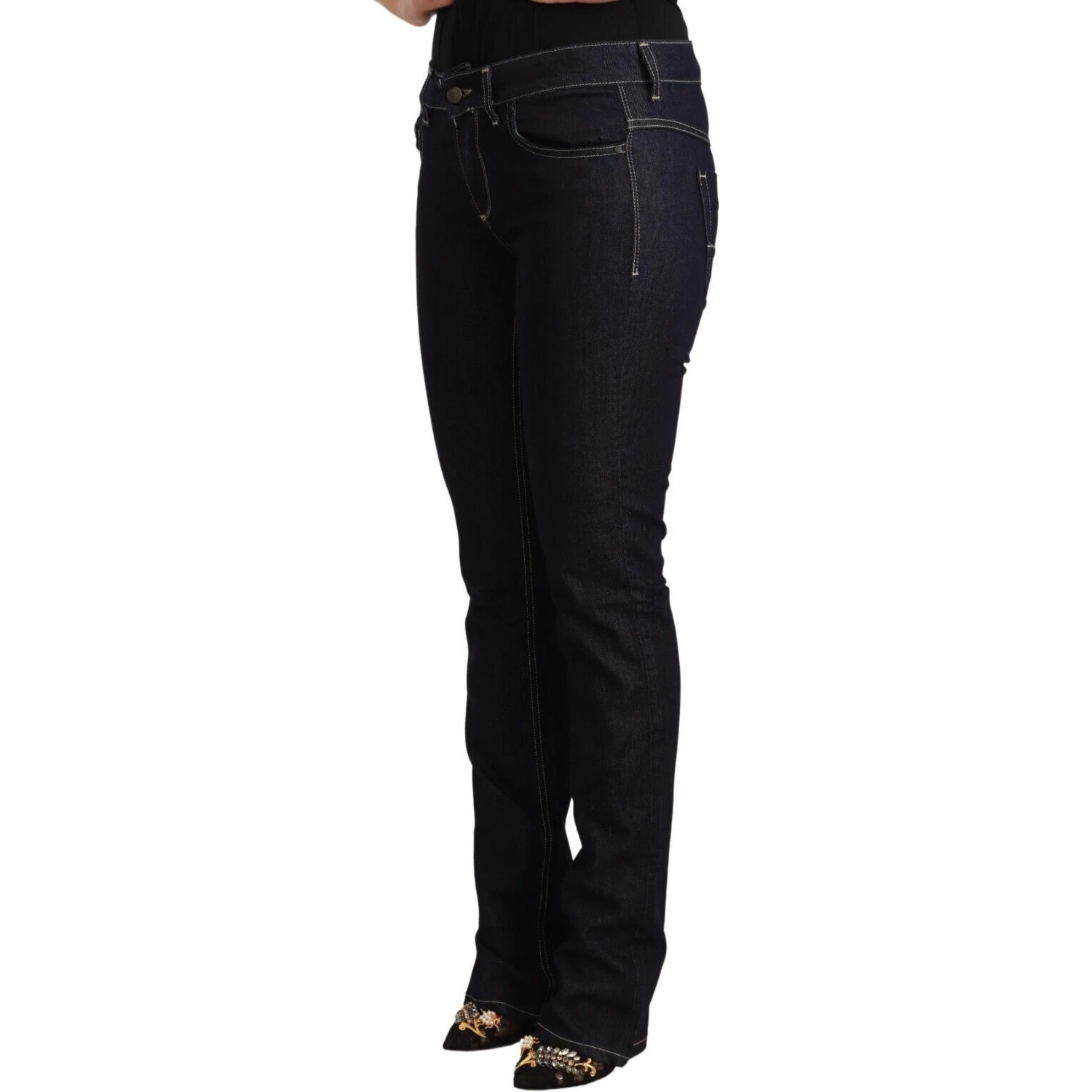 Black Cotton Stretch Low Waist Skinny Denim Jeans