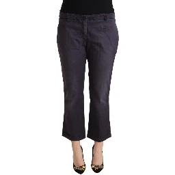 Black Low Waist Folded Hem Flared Cropped Pants