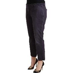Black Low Waist Folded Hem Flared Cropped Pants