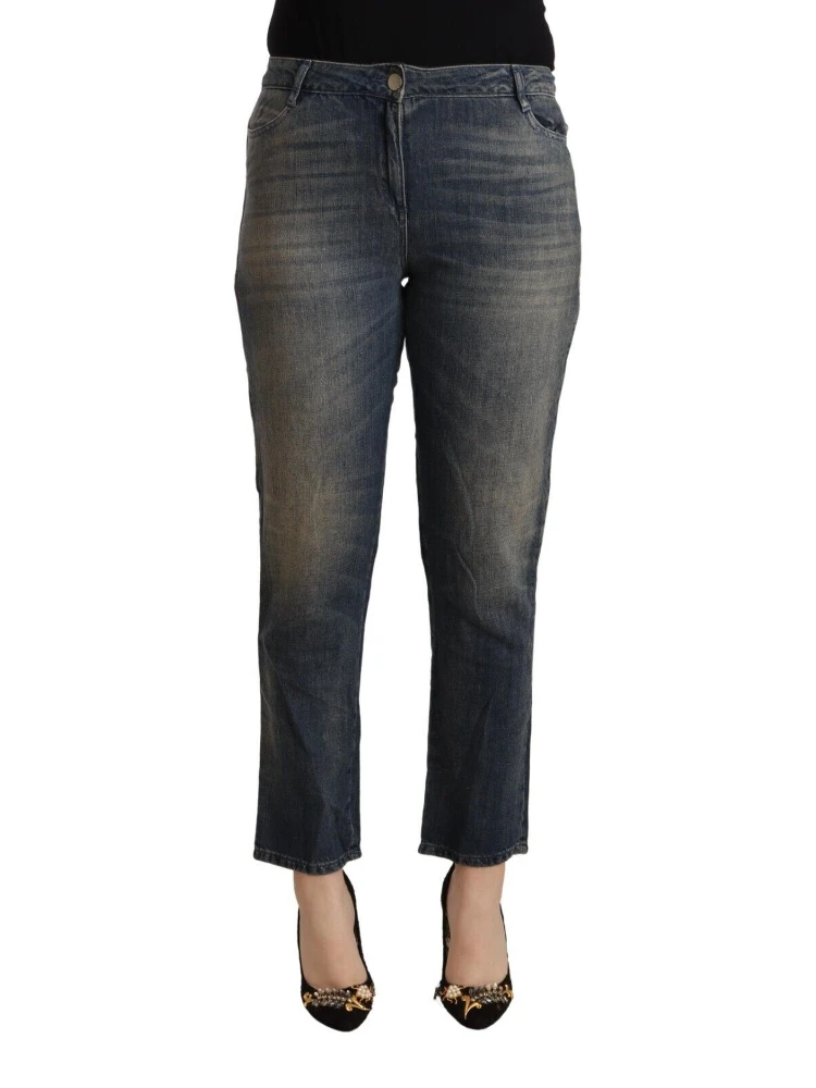 Blue Washed Cotton Cropped Capri Women Denim Jeans